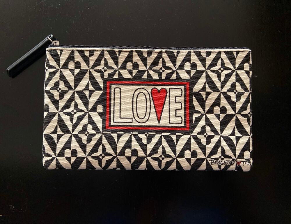 BRIGHTON One Love Collection Black & White Canvas Pouch/Clutch